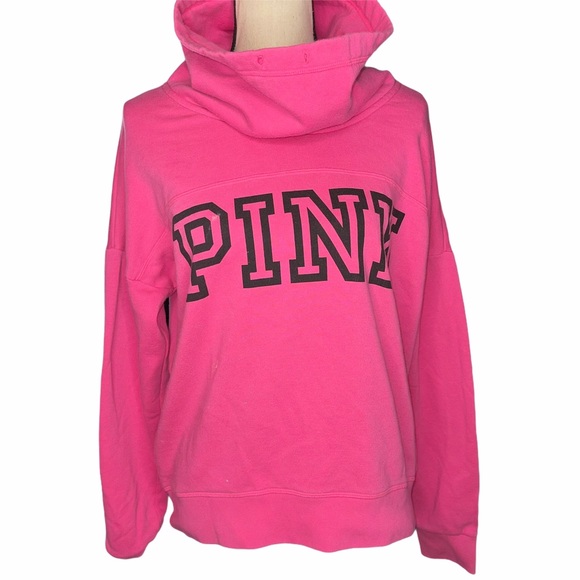 PINK Victoria's Secret Tops - PINK Victoria’s Secret Logo Cowl Neck Hoodie